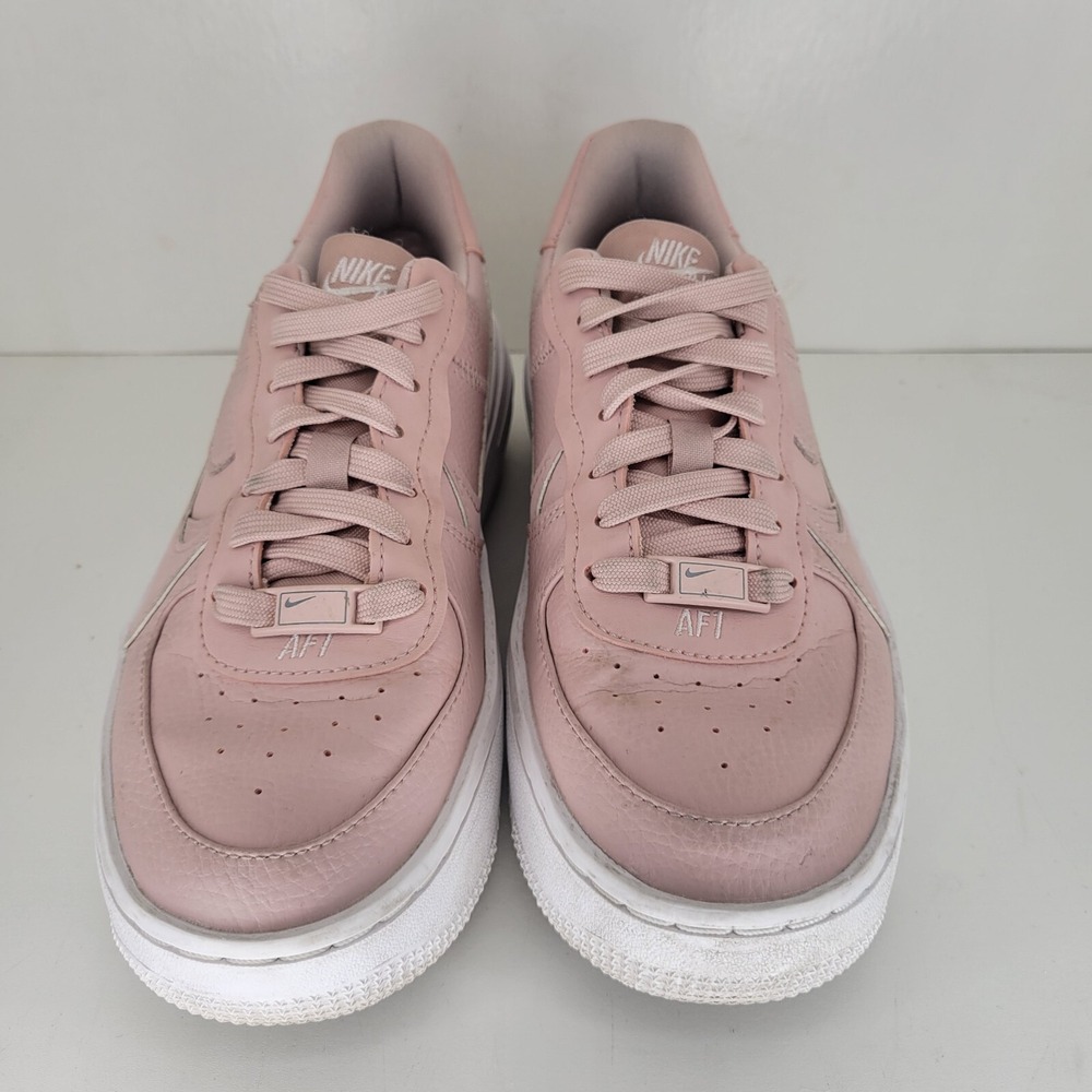 Nike Air Force 1 Platform Sneakers Shoes Womens Sz 6 Blush Suede Leather Lace Up - Picture 2 of 8